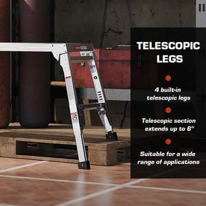 Plateforme de travail en aluminium de grande taille DB, établi pliable portable avec une largeur de 40 pouces et une hauteur de 22 à 27,5 pouces, pieds télescopiques - Product Image 4