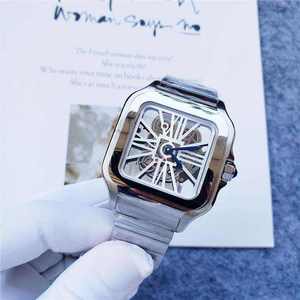 Reloj de pulsera para hombre, relojes cuadrados mecánicos de acero sólido con esqueleto personalizado de lujo, relojes de marca para hombre, movimiento hueco