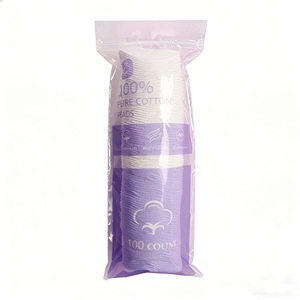 100% <span class=keywords><strong>coton</strong></span>, vente chaude, 100 pièces OEM/ODM, tampons démaquillants en <span class=keywords><strong>coton</strong></span> doux à 3 couches, outil de nettoyage cosmétique pour le visage - Product Image 2