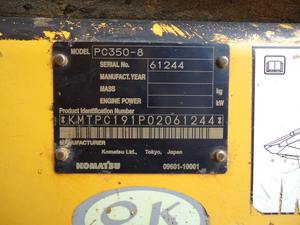 Machine utilisée de construction d'excavatrice de marque du Japon de KOMATSU Pc350-8 #61244 Caterpillar - Product Image 5
