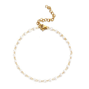 Fashion Tiny Stainless Steel Pearl <strong>Beaded</strong> Sterling <strong>Silver</strong> Bangle <strong>Bracelet</strong> - Product Image 1
