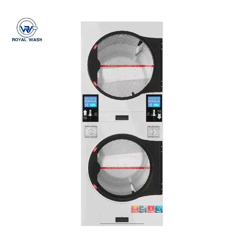 Commercial washer and dryer, coin laundry machine, coin operated washing machine hotel hospital laundromat use stack la