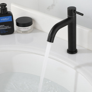 Robinet de <span class=keywords><strong>lavabo</strong></span> noir à prix avantageux, <span class=keywords><strong>mitigeur</strong></span> de <span class=keywords><strong>lavabo</strong></span> à eau froide, robinet à valve en céramique, montage sur plan, lavabos de salle de bain - Product Image 6