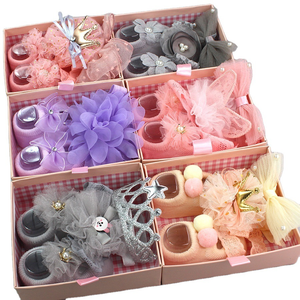 Baby Headband Gift Set Baby Newborn Headband Shoes Set 2 Hairbands+Shoes+Gift <b>Box</b> - Product Image 1