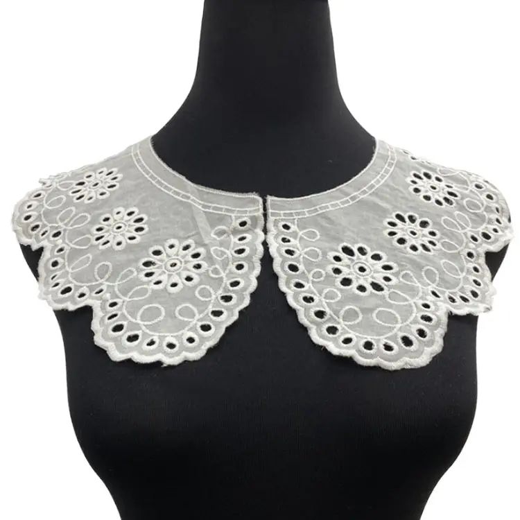 MSBJ0388 New Design Embroidery White Shirt Women Fake Detachable Neck Collar