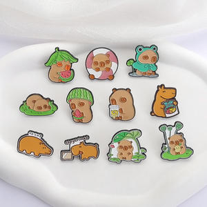 7 Estilos de Broches de Metal Esmaltados con Diseño de Capibara Divertido, sin Gorro, Personalizados para Parejas, Regalos para Amantes de los Animales - Product Image 3