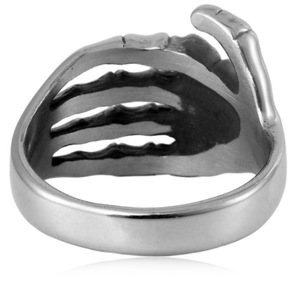 Yunnique – bague en forme de main squelette, couleur or et acier, bijoux de style Punk pour hommes, cadeau - Product Image 3