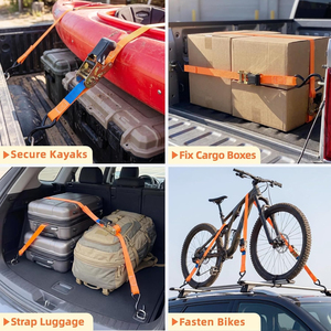 Promotion : Sangles d'arrimage à cliquet robustes de 1 pouce en polyester avec crochet en S pour le transport et la fixation de marchandises (moto, etc.) - Product Image 3
