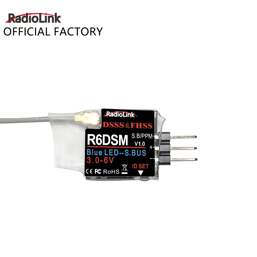 Radiolink-Micro receptor RC R6DSM, 10 canales, SBUS/PPM para Dron de carreras FPV/Quadcopters, avión para transmisor AT9S AT10II