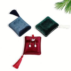 Velvet Custom Logo Jewelry Set <b>Box</b> with Tassel Luxury Necklace Ring <b>Earring</b> Packaging Customizable Design OEM Service Large Size - Product Image 4