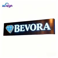 Enseigne 3D LED en acrylique personnalisée rétroéclairée, transformateur, canal en acier inoxydable, identification métallique pour façade de magasin commercial