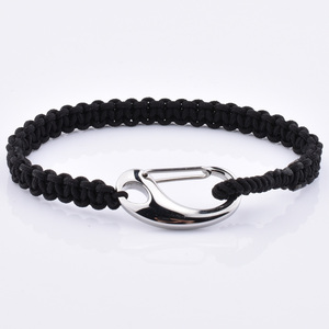 Thiết Kế Mới Handmade Tùy Chỉnh Bạc Còng Clasp Màu Xanh Rope Vòng Đeo Tay Ý Nghĩa - Product Image 3