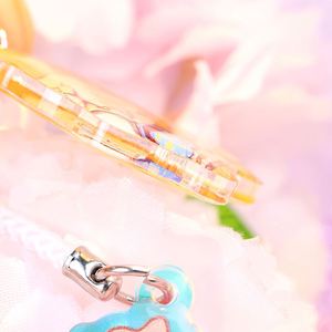 Porte-clés personnalisé en acrylique époxy imprimé UV double face, avec sangle métallique, paillettes et breloque de téléphone colorée en forme de dessin animé - Product Image 2