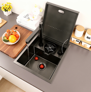 Fregadero de cocina pequeño invisible de una sola ranura, isla de barra de acero inoxidable, mini lavabo, antideslizante y antiatrapamiento de manos - Product Image 1