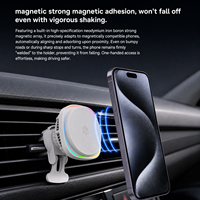 Chargeur de voiture sans fil rapide 25W PD avec protection OVP, support magnétique pour téléphone, LED colorées, en alliage d'aluminium ABS, fixation sur grille d'aération