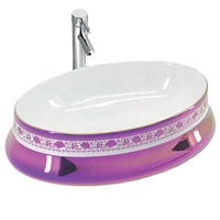 Lavabo de salle de bain de luxe Offre Spéciale Lavabo d'art de couleur rose Lavabo de comptoir en céramique Labavo