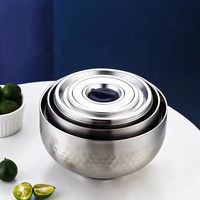 Bol à double récipient alimentaire en acier inoxydable pratique de haute qualité bol à salade en métal poli pour les enfants
