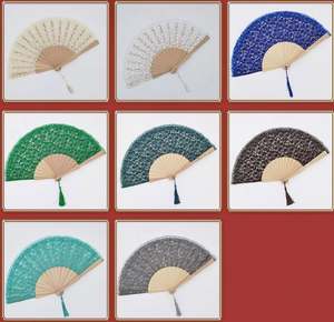 Abanicos Plegables de Tela con Encaje Colorido, Ecológicos, Estilo Victoriano Español, para Bodas, Fiestas, Regalos, Baile y Adornos - Product Image 3