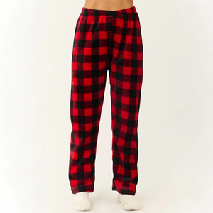 Pantalones de pijama de franela a cuadros de búfalo para <span class=keywords><strong>mujer</strong></span>, pantalones de descanso de <span class=keywords><strong>felpa</strong></span>, fabricante de pantalones de descanso. - Product Image 1