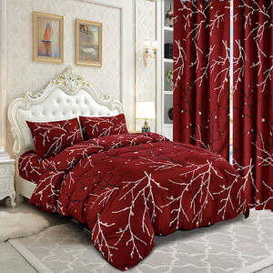 Thấp Moq Sợi Nhỏ Bộ Đồ Giường Bộ Với Nhiệt Cách Điện Rèm Cửa Sang Trọng Tấm Ga Giường Thiết Lập Với Phù Hợp Với Rèm Cửa Bán Sỉ - Product Image 3