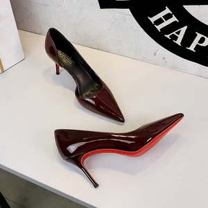 Escarpins D'Orsay à bout pointu en cuir verni <span class=keywords><strong>bordeaux</strong></span>, talons aiguilles, semelle <span class=keywords><strong>rouge</strong></span>, sexy, pour femme, idéal pour le bureau - Product Image 5