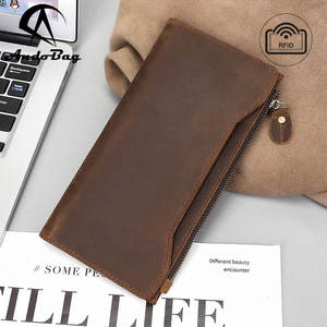 AndoBag Cartera Larga para Hombre, de Cuero Genuino de Vaca, Estilo Retro, Cuero Crazy Horse, con Protección RFID, Bolso de Mano Casual - Product Image 1