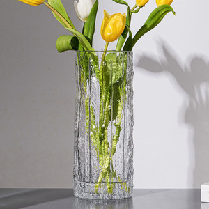 <span class=keywords><strong>Grand</strong></span> <span class=keywords><strong>Vase</strong></span> en Verre de Luxe Haut de Gamme, Design Glacier <span class=keywords><strong>Transparent</strong></span>, Style Moderne pour Composition Florale de Table, Décoration de Salon - Product Image 3