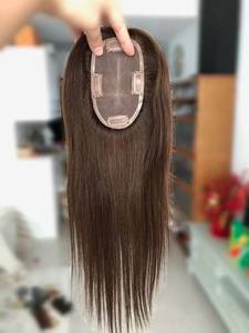 Topper de Cabello Humano Brasileño Balayage Marrón <span class=keywords><strong>con</strong></span> Base Monofilamento 5.5x6 para Cabello Fino, Topper de Monofilamento de Baja Densidad - Product Image 4