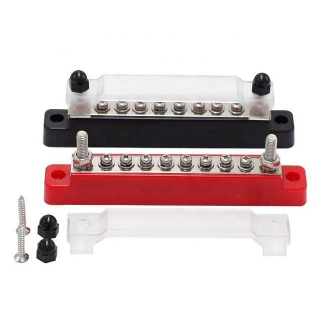 100A 48V Busbars #8-32 Terminals 10 Way Bus Bars With Covers