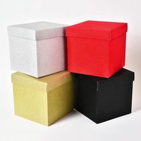 Boîte et sac en papier pour cosmétiques en carton doré, emballage de cils rose vif, paillettes argentées