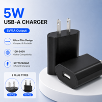Adaptateur mural USB 5W ultra-fin à charge rapide, chargeur de voyage portable, port unique, prise EU/US, Carga Rapida pour iPhone Android