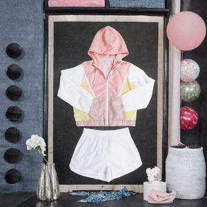 Conjunto Deportivo Ligero y Transpirable para Mujer, Chaqueta Cortavientos con Capucha y Pantalones Cortos con Cintura Elástica, Conjunto Casual de 2 Piezas - Product Image 3