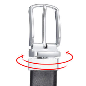 Logotipo personalizado negro marrón diseñador doble cara Pin hebilla cinturones giratorios vaca cuero genuino cinturones para hombres - Product Image 2