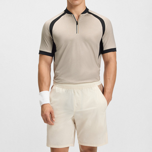 Maillot en maille extensible avec logo personnalisé du fabricant Col en tricot plat Sports Running Gym <span class=keywords><strong>Slim</strong></span> <span class=keywords><strong>Fit</strong></span> Athletic Half Zip <span class=keywords><strong>Polo</strong></span> Shirt pour hommes - Product Image 6