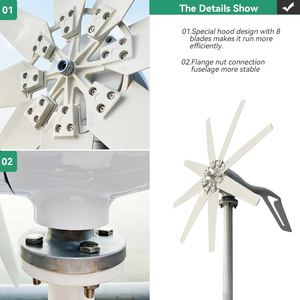 1000W 1300W tuabin Cối Xay Gió 12V 24V Máy phát điện Tốc độ khởi đầu thấp miễn phí năng lượng thay thế 8 lưỡi với bộ điều khiển sạc - Product Image 3