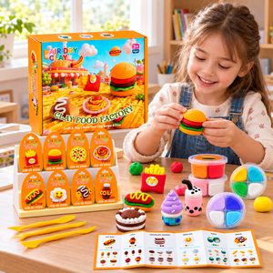 Ensemble de pâte à <span class=keywords><strong>modeler</strong></span> à séchage à l'air pour enfants, thème alimentaire, burger, <span class=keywords><strong>pizza</strong></span>, dessert, jeu créatif éducatif avec outils, OEM ODM - Product Image 4