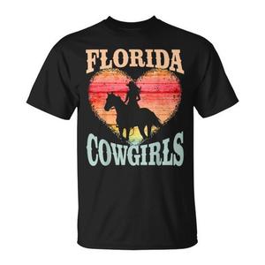 Camiseta con silueta de chica vaquera de Florida montando a caballo y corazón ombré - Product Image 1
