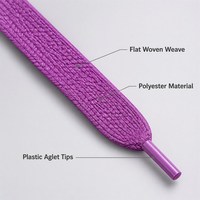 Lacets plats ovales en polyester tissé de 6 mm, couleur unie, pour baskets et chaussures de sport, marque YST, vente en gros, OEM, ODM