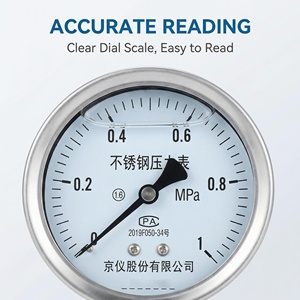 OEM ODM 0-1MPa Paslanmaz Çelik Basınç Göstergesi Hidrolik Sistemler için Yüksek Hassasiyetli Barometre 100mm Gaz ve Sıvı Kullanımı - Product Image 3