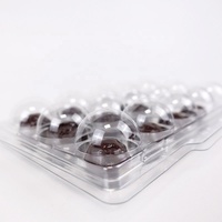 Boîte d'emballage en plastique transparent pour chocolats, barquette en PET transparente à 15 trous pour truffes au chocolat