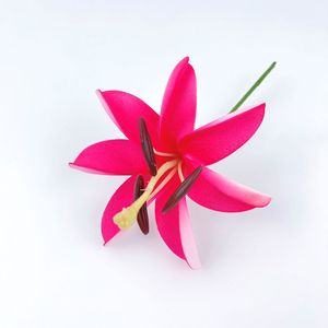 Nouvelles fleurs artificielles imprimées multicolores de 10 cm en forme de lys pour cheveux, accessoires pour femmes, fête hawaïenne - Product Image 4