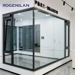 Rogenilan 25 tahun pengalaman industri efisiensi energi tinggi NFRC bingkai sempit jendela Aluminium ayunan casement