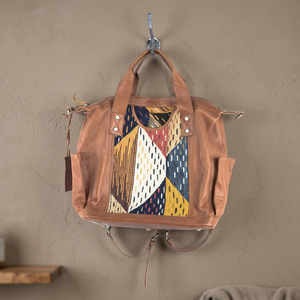 Genuine Leather Kilim Tote <b>Bag</b> Unisex <b>Large</b> Capacity Classic <b>Travel</b> Handbag Soft Handle Zipper Closure Handmade Caster <b>Wheel</b> - Product Image 3