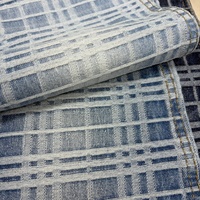 Tissu en denim jacquard à carreaux avec motif tissé pour jeans et vestes