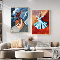 Peinture à l'huile sur toile abstraite représentant une danseuse, tableau sur toile pour la décoration de la chambre des enfants, salle de jeux