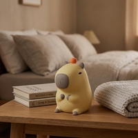 Veilleuse LED USB Mini Moderne en Silicone, Design Capybara Mignon, Contrôle Tactile, Blanc Chaud, Intensité Réglable, Fonctionnant sur Piles, pour Chambre d'Enfants
