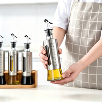 Bouteille en verre graduée avec couvercles, grande capacité, pour la cuisine domestique, pot de contrôle d'huile pour vinaigre et vin