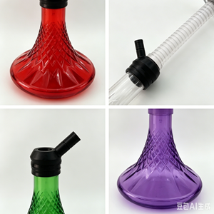 Colored <b>Acrylic</b> Hookah Glass Smoking Pipe Carved Base Wooden Bowl Metal Tray for Lounge Bar - Product Image 2