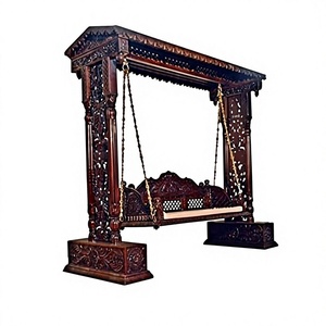 Columpio de Madera de Teca Marrón para Interiores, Hecho a Mano en India, Diseño Maharaja Tallado, Estilo Moderno, Tamaño Personalizado, para Eventos, Decoración del Hogar - Product Image 4