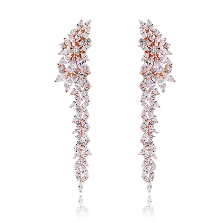 Spring Flower Earrings Inlay Bling Bling Cubic Zircon Gemstone Tassel Earrings Flower Jewelry Earrings For Women
